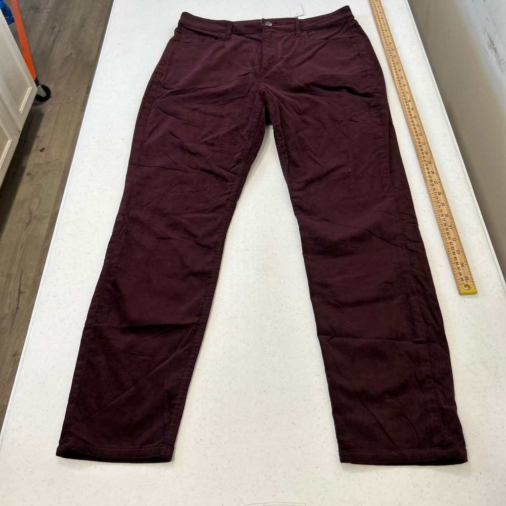 LOFT Curvy Skinny Corduroy Pants 12 31 Burgundy Slim Pockets NEW